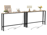 2 Pack 39.4" Narrow Console Sofa Table with Power Outlets and USB Ports, Long 25208205
