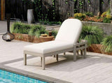 TREXM Outdoor Chaise Lounge, Premium Acacia Wood Patio Recliner with Arched Backrest, 5-Position N715P403786E