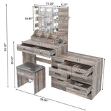 Large Makeup Vanity with Lights, Vanity Table with Charging Station, Vanity Desk with Mirror and 10 71427985