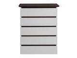 5 Drawer for Bedroom, Modern Closets Chest of Drawers, White & Walnut color Storage W409134195