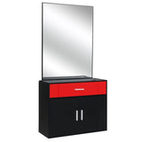 15% E0 chipboard linen top 1 drawer 1 door with mirror Salon cabinet black and redSame code 96936352