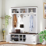 Storage Cabinet Hall Tree Entryway Bench with Coat Rack 30116121