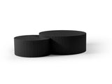 Black Nesting table set of 2 Round and Half Moon Shapes,No Need Assembly W876P271183