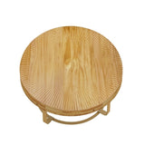 Modern round coffee table Wooden carving pattern coffee table with metal legs for living room W757P186929