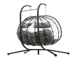 2 Persons Egg Chair with Stand Indoor Outdoor Swing Chair Patio Wicker Hanging Egg Chair Hanging 00595291