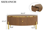 Modern Round Coffee Table with 2 large Drawers Storage Accent Table, Brown, 31.5" N735P338995D