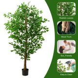 ZNTS 6ft Ficus Tree Artificial, Realistic Texture Potted Faux Ficus Tree, Fake Trees Indoor Outdoor for 27073880