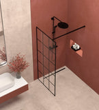 ZNTS Framed Glass Shower Screen 34" Width x 72"Height with 1/4" 6mm Silk-printing Tempered Glass, black W1675P165023