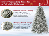 Snowy Cascading Christmas Trees 3-Piece Set with Control Lighting, Flocked Weeping Branches, and N710P523023K