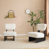 Modern Beige Lounge Chair with Polyester Upholstery, Sturdy Black Wood Base, Minimalist N767P241702B