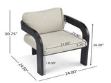 2-Pack Dining Chairs with Pillow Back, Beige Fabric, Black Solid Wood Frame N779P298399A
