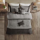 7 Piece Faux Suede Comforter Set Grey Cal King B03596893