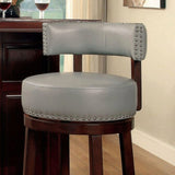 Sherly Set of 2 Bar stool 30" Swivel Stool Dark Oak Solid wood Dark Gray Leatherette Chairs Dining B01152174