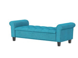50 Inch End of Bed Storage , Button Tufted Bench with Rolled Arms & Wood Legs 62380519