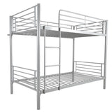 ZNTS Iron Bed Bunk Bed with Ladder for Kids Twin Size Gray 40700088