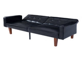 Modern PU Leather Futon Sofa with Tufted Backrest, Adjustable Reclining Couch with Wood & Metal 60542537