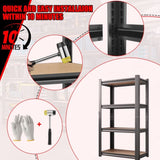 4-Layer Storage Rack, Adjustable Height Wooden Shelf, Suitable For Kitchen, Garage, Storage Room, 29480118