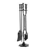 5 Pcs Iron Fireplace Tools Set,7.28L x 7.28 Wx 31.9H in,Black 24696461