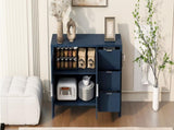 U-Style Modern Wave-Pattern Sideboard with 3 Drawers, Large Storage Buffet Cabinet with Hooks and N711P345172V