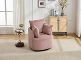 Pink Swivel Accent Chair,Round Swivel Barrel Chair,Armchair Upholstered Living Room Chair Corduroy W2120P293678