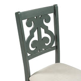 5-Piece Round Dining Table and 4 Fabric Chairs with Special-shaped Table Legs and Storage Shelf 15508700