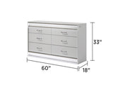 Glam Modern 6-Drawer with Crystal Accents, LED Lighting and White Lacquer Finish B009P243212