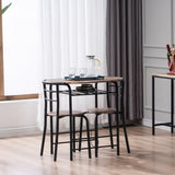 ZNTS Fire Wood PVC Black Paint Breakfast Table for Couples with Curved Back 37100463