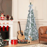 6FT Flocked Pop-Up Christmas Tree with 150 Warm White UL Lights Pre-Decorated with Ornaments, T3637P338603