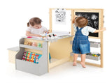 Kids Multifunctional Art Center with Double-Sided Easel, Wooden Art Table Bench Set for 3 Years, 92137640