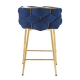 28'' Modern Counter Stools Set of 2,Dark blue Counter Stools with iron Frame,Soft back and N780P199861B