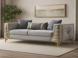 Contessa Modern Fabric Loveseat with Gold Metal Arm Detailing in Gray B009P466433