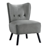 ZNTS Unique Style Gray Velvet Covering Accent Chair Button-Tufted Back Brown Finish Wood Legs Modern Home B01143825