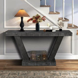60 Inches Vintage Distressed Wood Entryway Bench with 2-Tier Solid Wood Veneer Storage Cabinet, W1445P287873