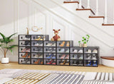 Black Small 24-Piece Shoe Storage Box Set 33x23x14cm, Plastic Mesh & Stackable Design 47490898