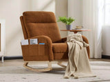 Modern Accent Rocking Chair Rocking Chair with Solid Wood Legs, Upholstered Nursery Glider Rocker, 77610753