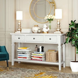 ZNTS Classic Retro Style Console Table with Three Top Drawers and Open Style Bottom Shelf, Easy Assembly 87021616