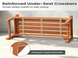 Solid Wood Outdoor Garden Bench, Rustic Minimalist Patio Bench with Curved Slatted Seat & Side 60831672