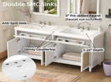 60 Inch Bathroom Vanity with Double Sink , Large Storage Space with 2 Tip-Out Trays / 50396601