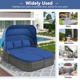 ZNTS Outdoor Patio Furniture Set Daybed Sunbed with Retractable Canopy Conversation Set Wicker Furniture 37488265