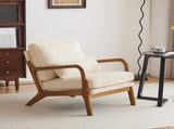 Low Arm Accent Chair - Off-White Corduroy Upholstered Indoor Lounge Chair, Compact Single Seater 07121818
