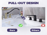 Widespread Pull Out Sprayer Bathroom Faucet, 2-handle Bathroom Sink Faucet W1224P185049