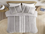 Cotton Printed Comforter Set with Chenille Gray King/Cal King B035128799