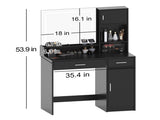 Vanity Desk with Mirror and LED Light Strip,Dressing Table with Large Drawer, 3 Level Storage W2386P389996