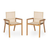 BELFAST DINING CHAIR,Set of 2,Teak Frame Beige Textile N762P240699A