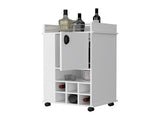 Allandale 1-Door Bar Cart with Wine Rack and Casters White B062111720