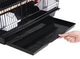 39"H Metal Bird Cage Large Roof Top Huge House for Small Birds, Black 26832510