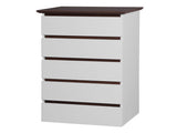 5 Drawer for Bedroom, Modern Closets Chest of Drawers, White & Walnut color Storage W409134195