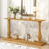 U_STYLE Vintage Sofa Table Console Table with Luxurious Pine Veneer and Elegance Vase-Leg Design,for N711P261924O