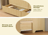 Modern Natural Wood 6 Drawer Dresser, Wave Panel Drawer Fronts, Storage Cabinet, Versatile Chest of W409P371357