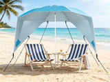 2-in-1 Portable Beach Umbrella with Side Panels UPF 50 Silver Coated Oxford Cloth, Wind Resistant 43472245